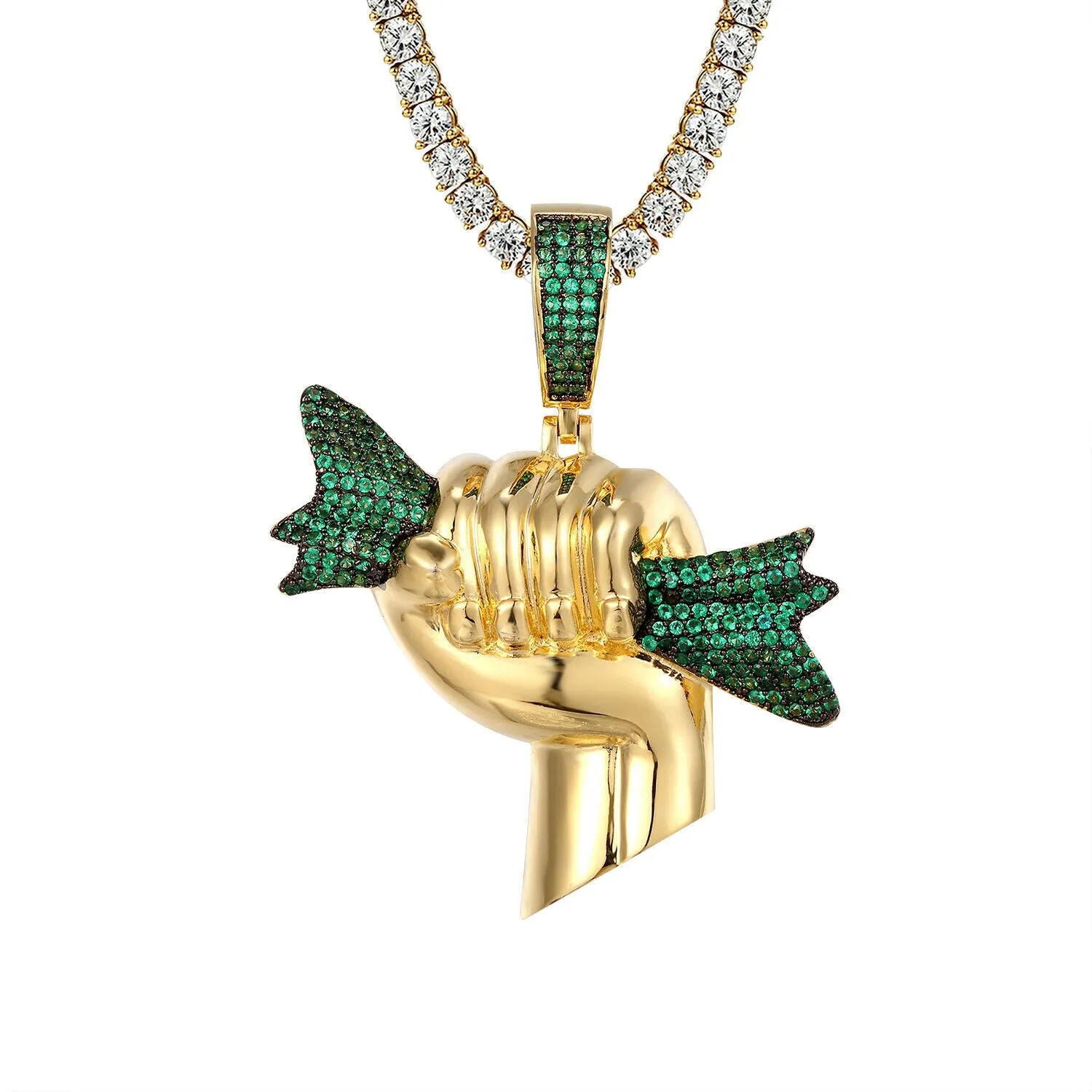 Custom Cash Money Simulated Diamond  Pendant With Chain