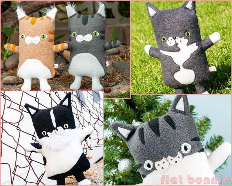 Custom Cat stuffed animal - Plush clone of your kitty - Multi-Color