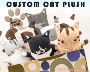 Custom Cat stuffed animal - Plush clone of your kitty - Multi-Color