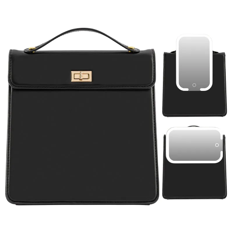 Custom logo 2024 new style class woman handbags mirrors with led lightsbusiness commuting bag large capacity travel cosmetic bag