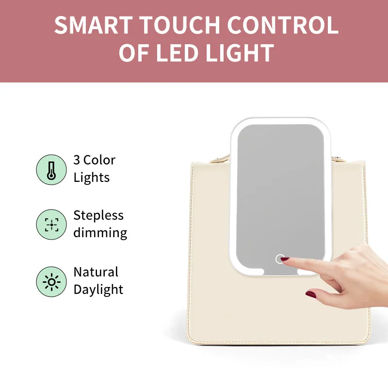 Custom logo 2024 new style class woman handbags mirrors with led lightsbusiness commuting bag large capacity travel cosmetic bag