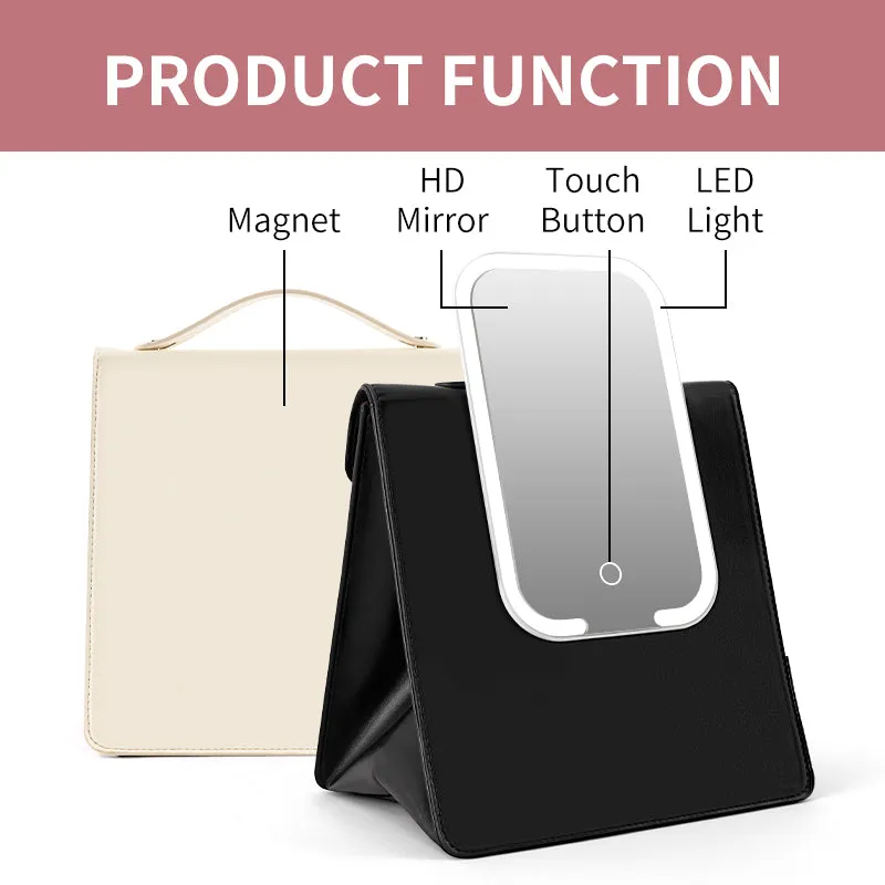Custom logo 2024 new style class woman handbags mirrors with led lightsbusiness commuting bag large capacity travel cosmetic bag