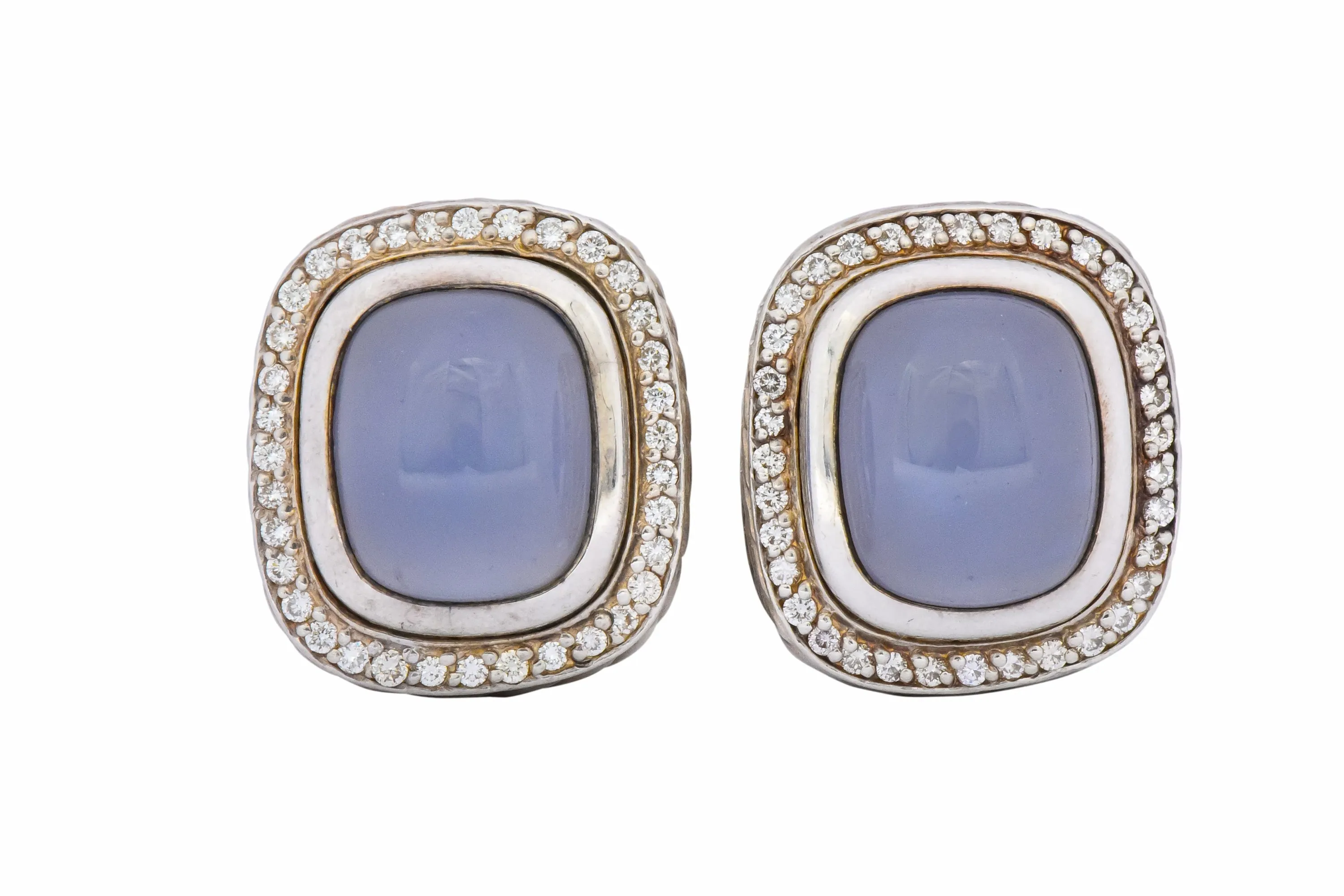 David Yurman Chalcedony 0.70 CTW Diamond Sterling Silver Earrings