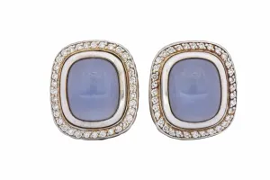 David Yurman Chalcedony 0.70 CTW Diamond Sterling Silver Earrings