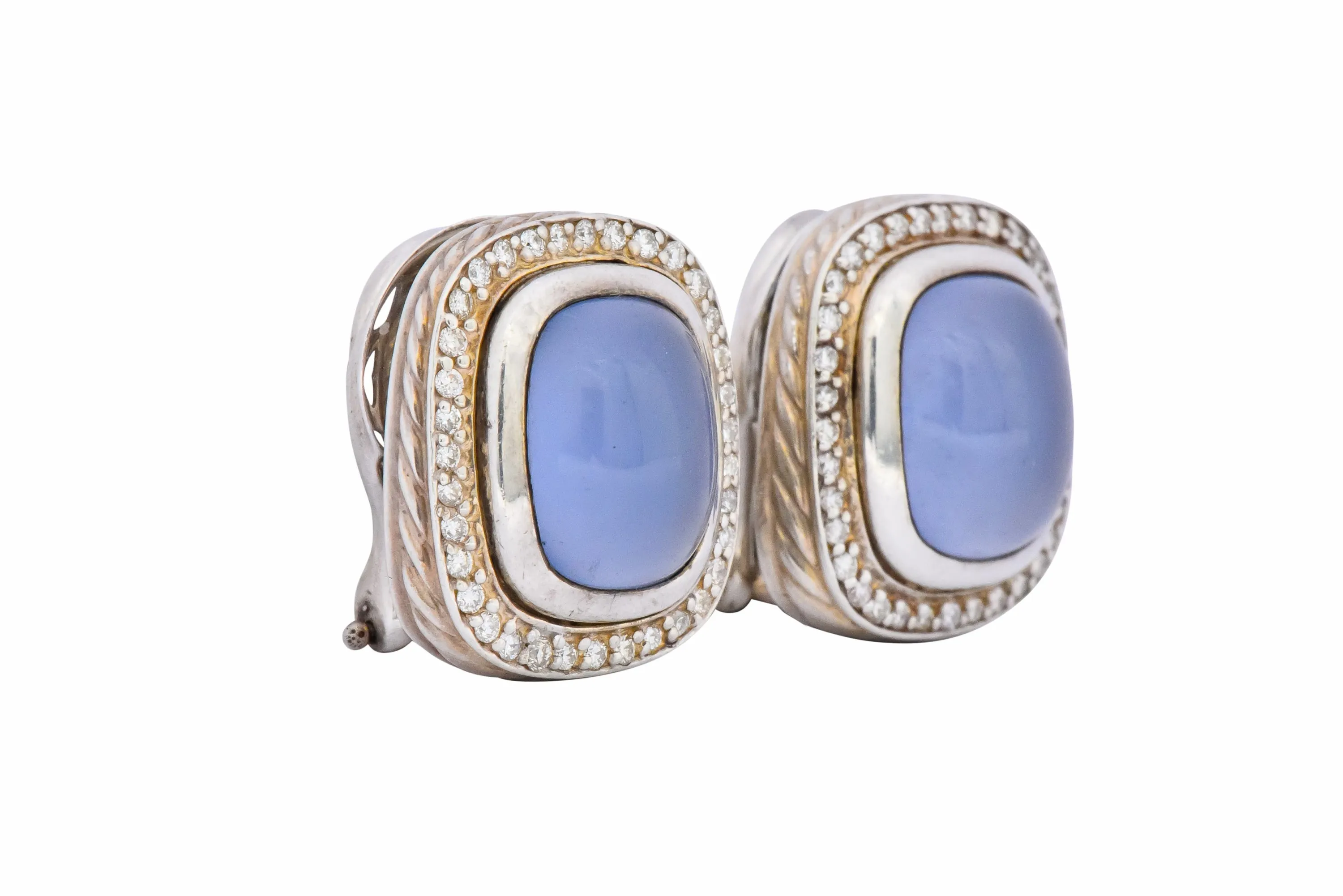 David Yurman Chalcedony 0.70 CTW Diamond Sterling Silver Earrings