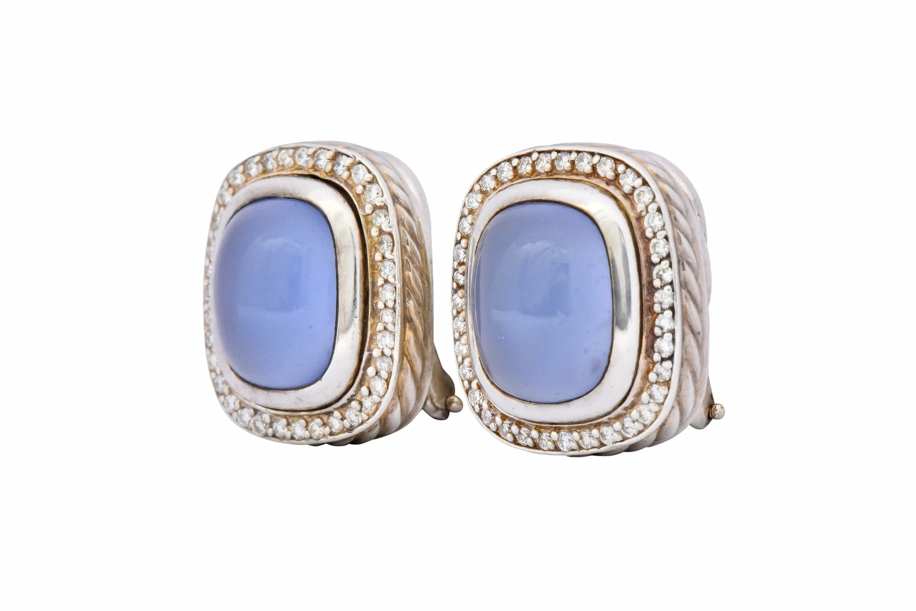 David Yurman Chalcedony 0.70 CTW Diamond Sterling Silver Earrings