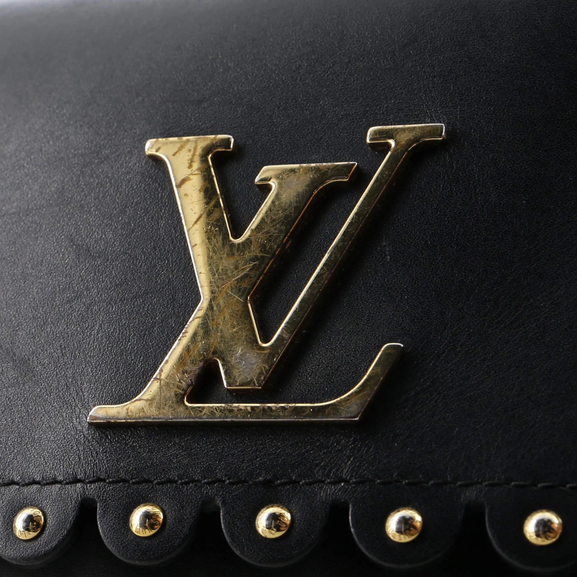 Designer Chain Louise Clutch Studded Leather MM