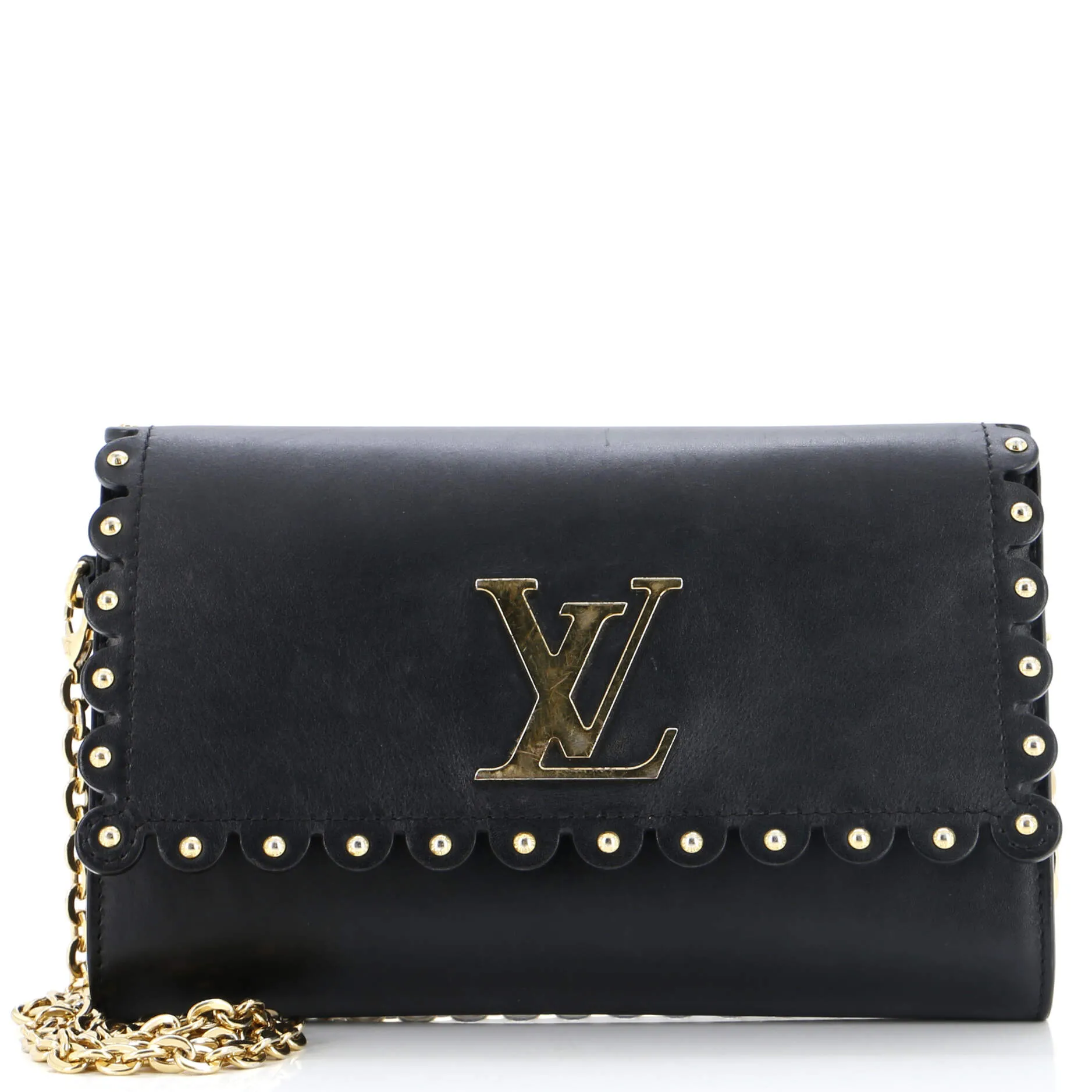 Designer Chain Louise Clutch Studded Leather MM