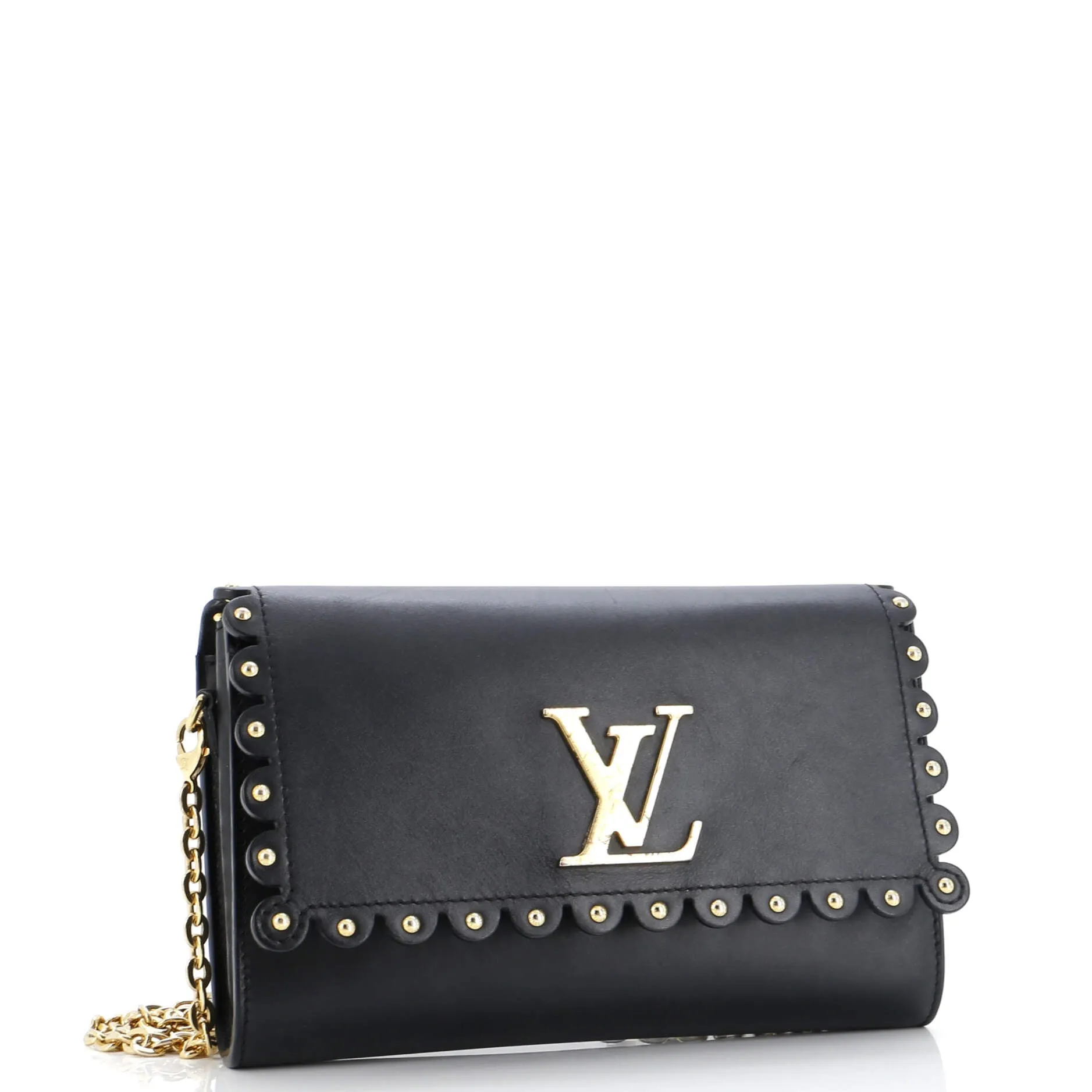 Designer Chain Louise Clutch Studded Leather MM