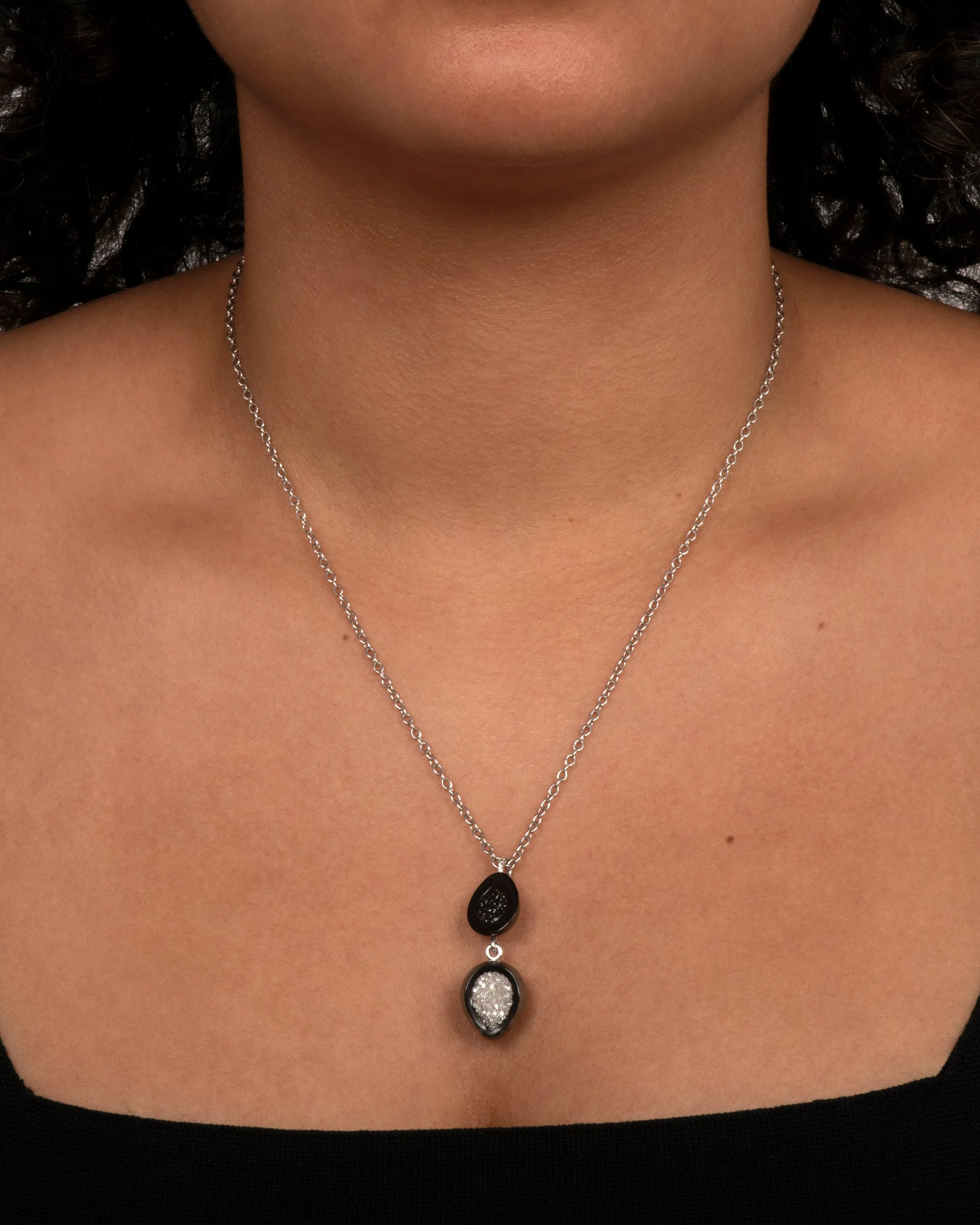Diamond and Pearl Double Drop Necklace