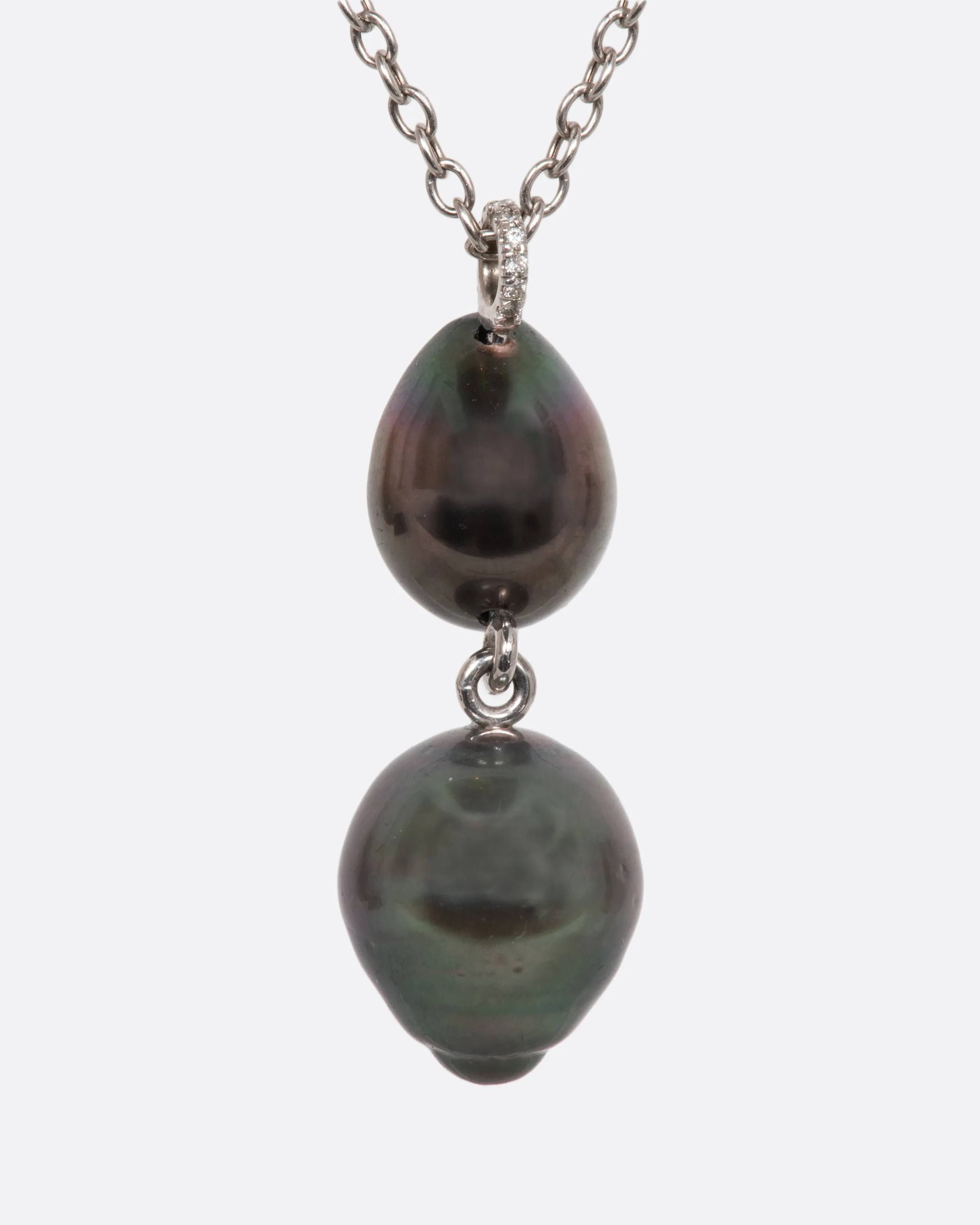 Diamond and Pearl Double Drop Necklace