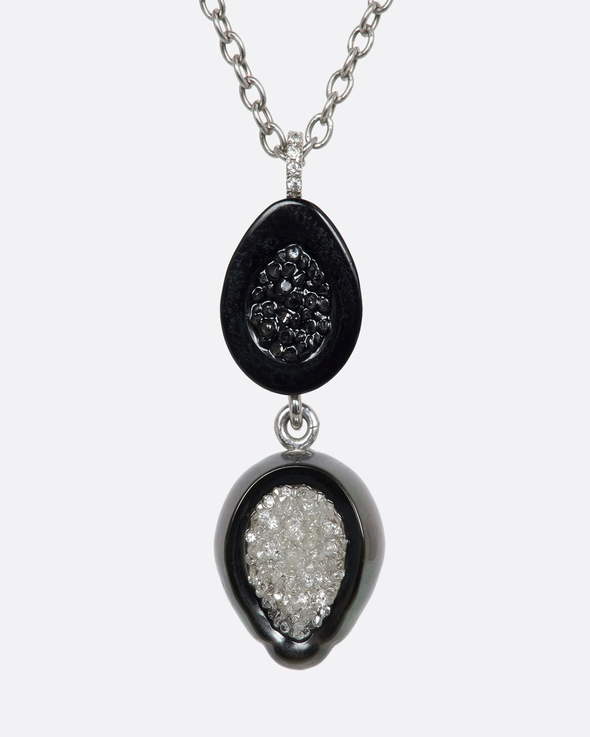 Diamond and Pearl Double Drop Necklace