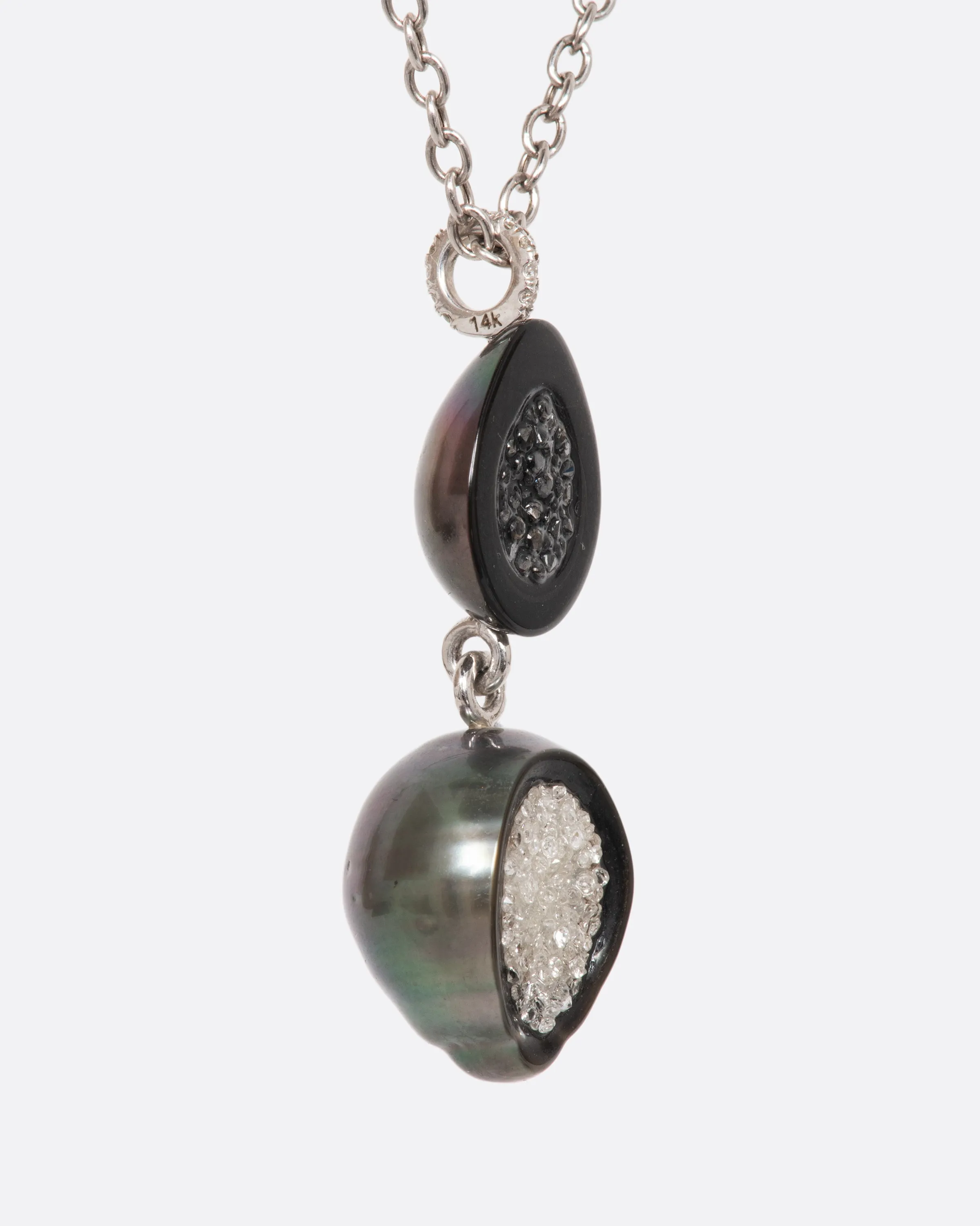 Diamond and Pearl Double Drop Necklace