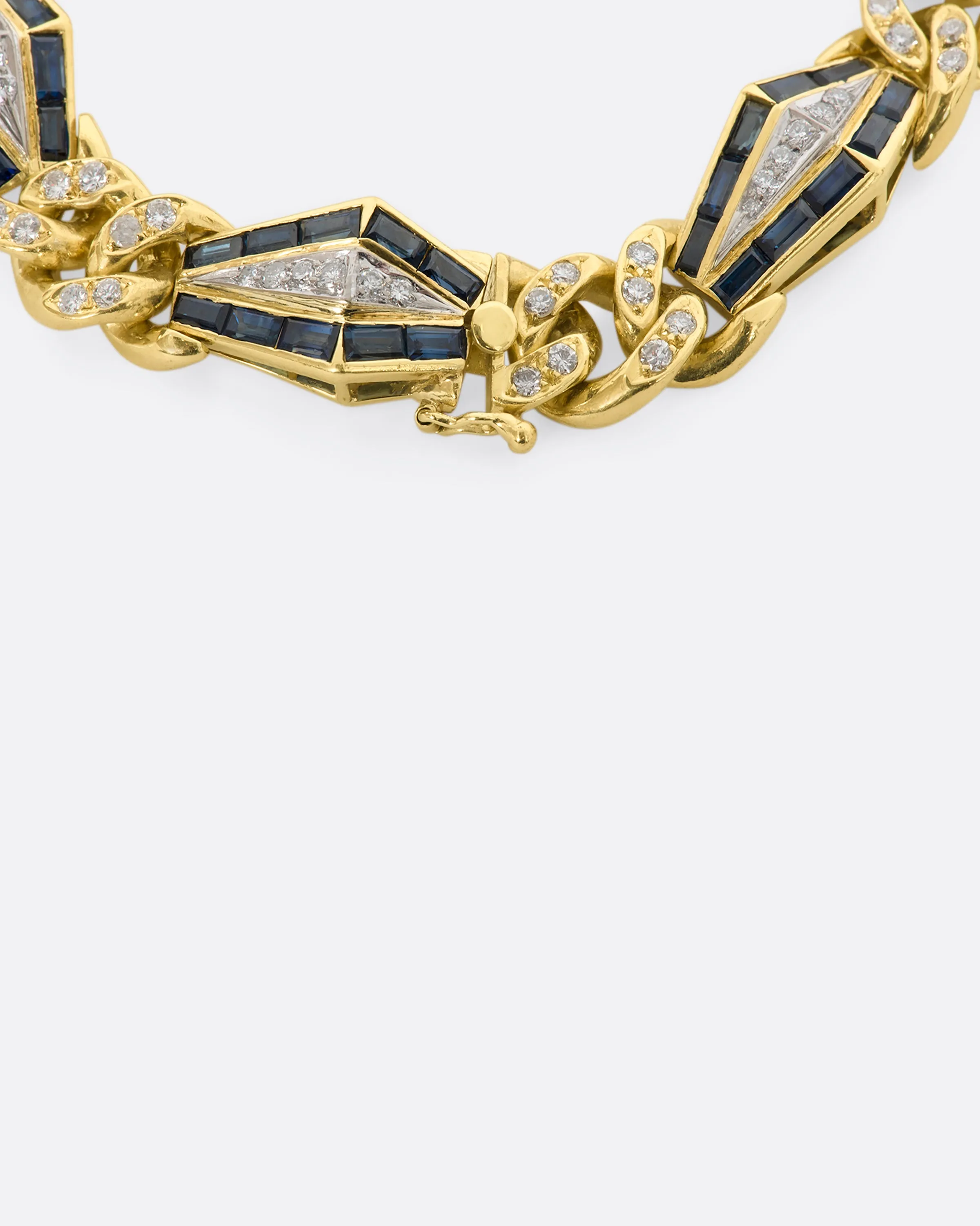 Diamond and Sapphire Curb Chain Bracelet
