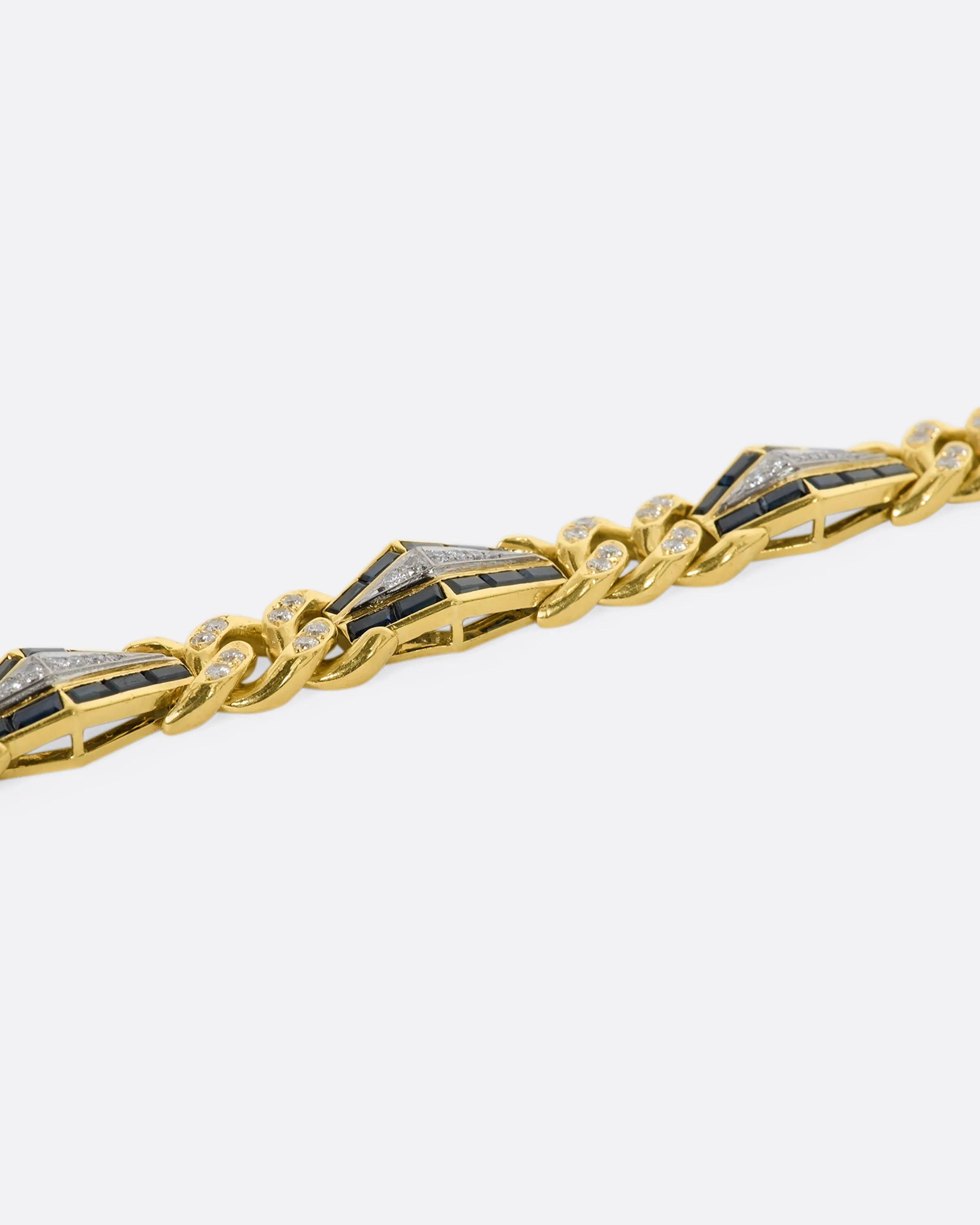 Diamond and Sapphire Curb Chain Bracelet