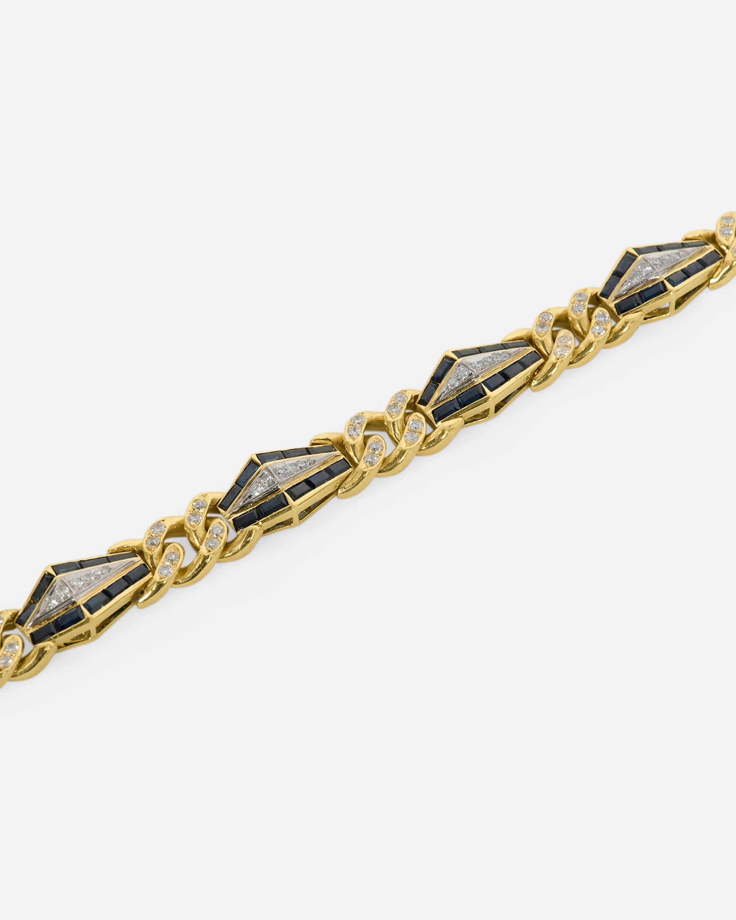 Diamond and Sapphire Curb Chain Bracelet