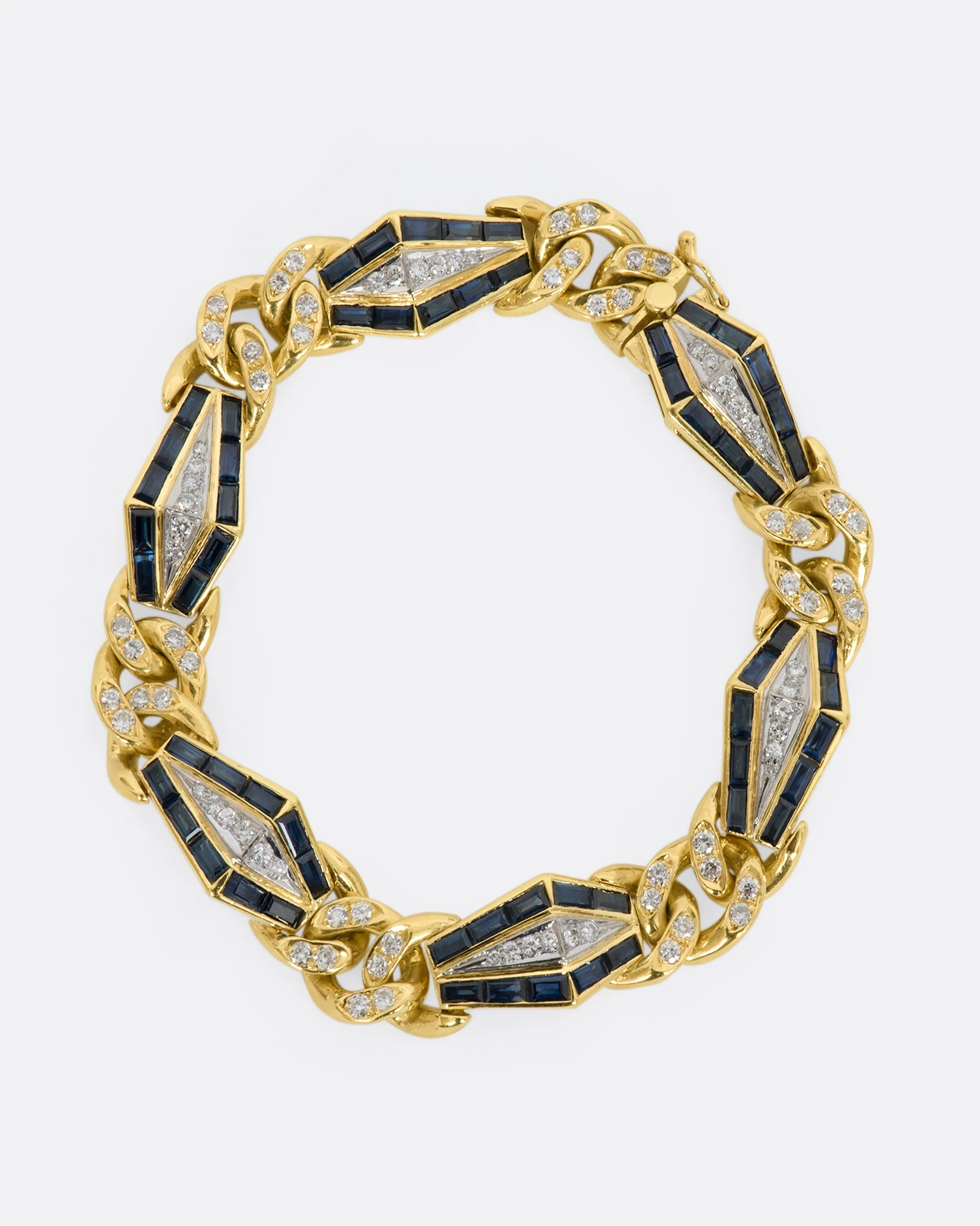 Diamond and Sapphire Curb Chain Bracelet