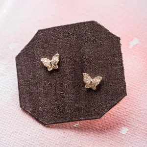 Diamond Butterfly Stud Earrings in 14k Gold