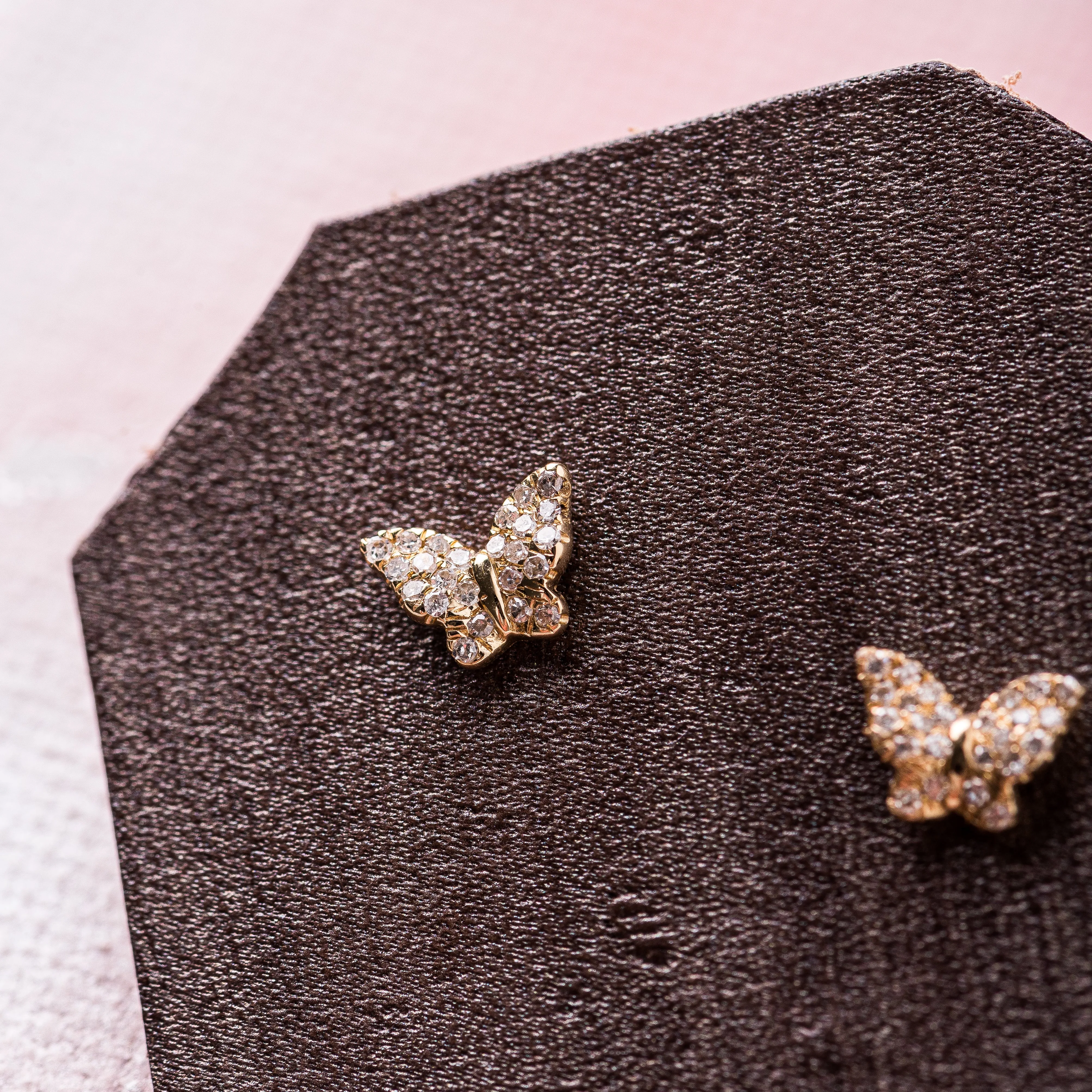 Diamond Butterfly Stud Earrings in 14k Gold