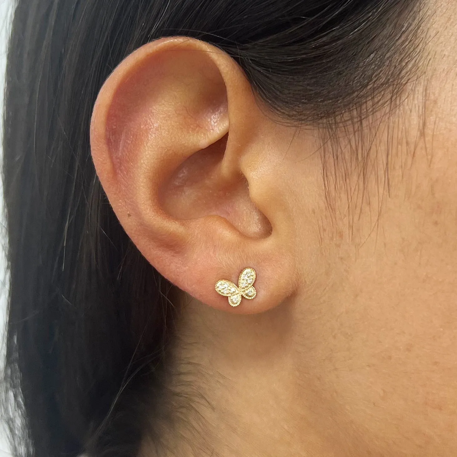 Diamond Butterfly Stud Earrings