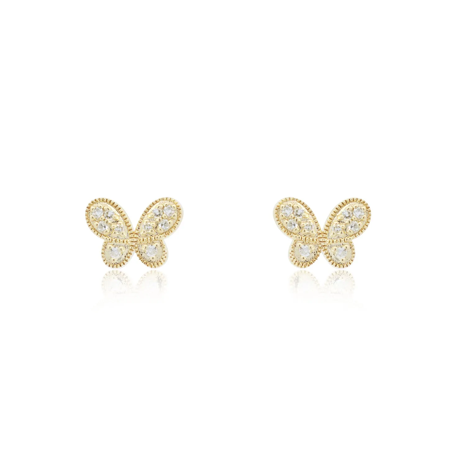 Diamond Butterfly Stud Earrings