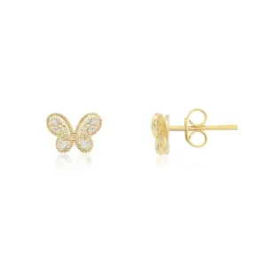Diamond Butterfly Stud Earrings
