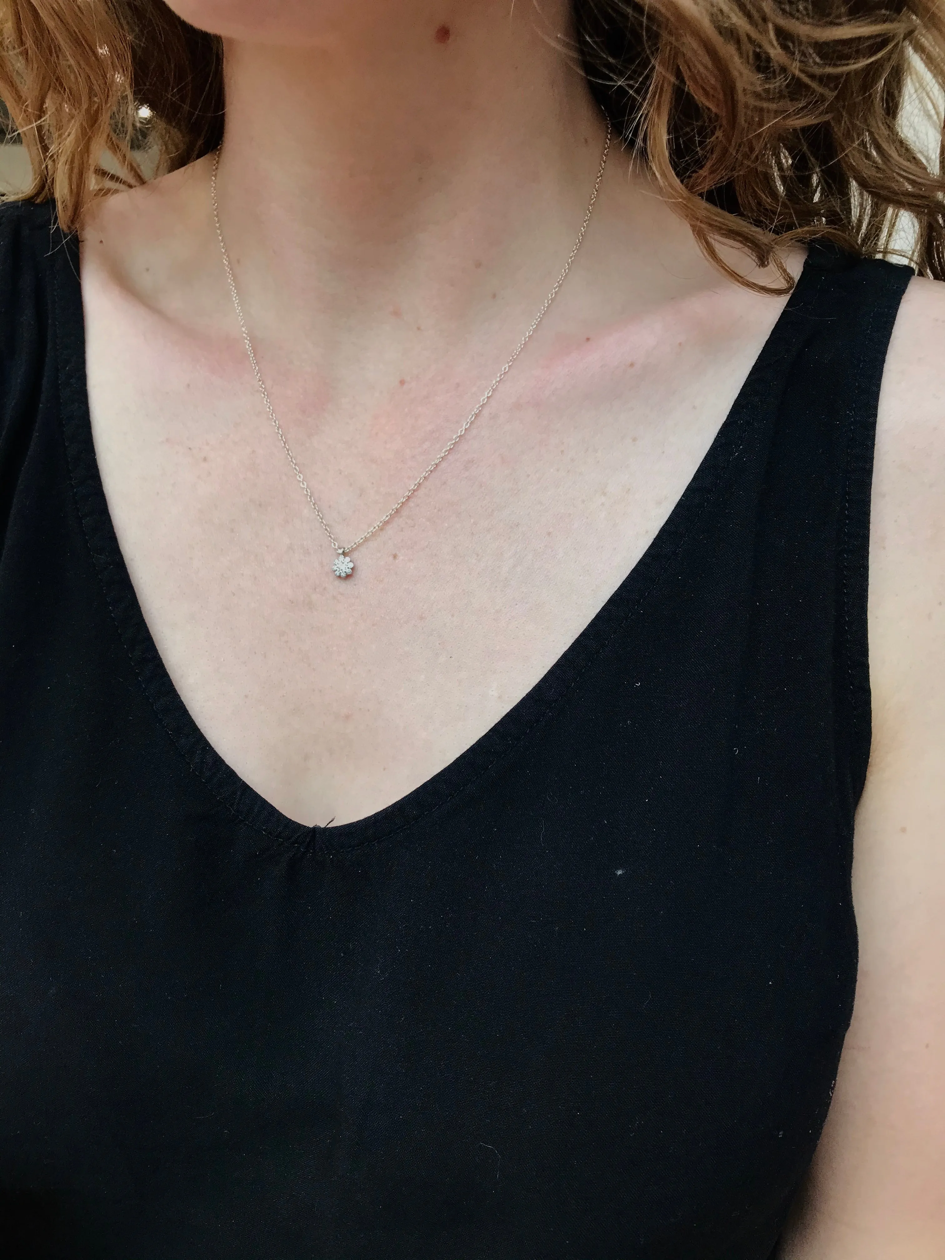 Diamond Moonflower Charm Pendant