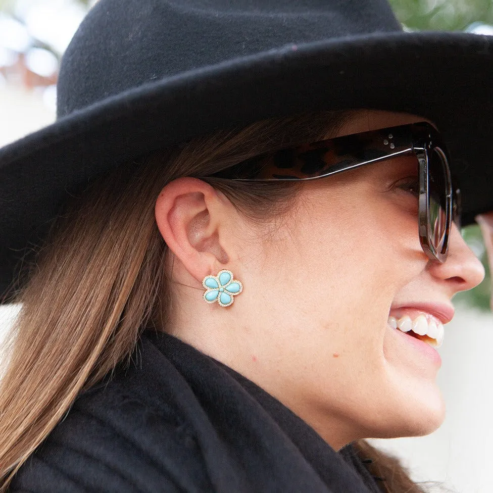 Diamond Studded Flower Earrings