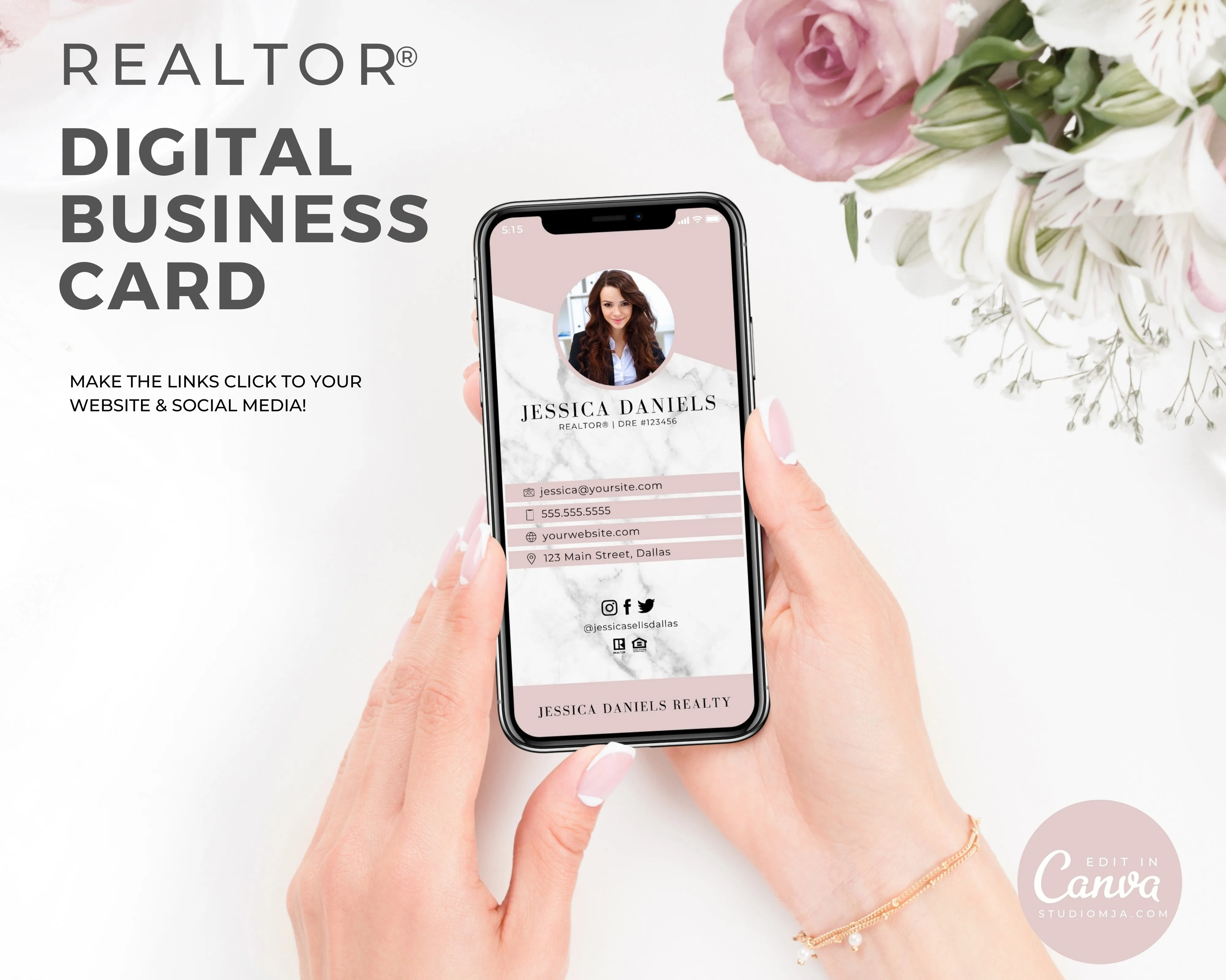 Digital Realtor Business Card - Marble