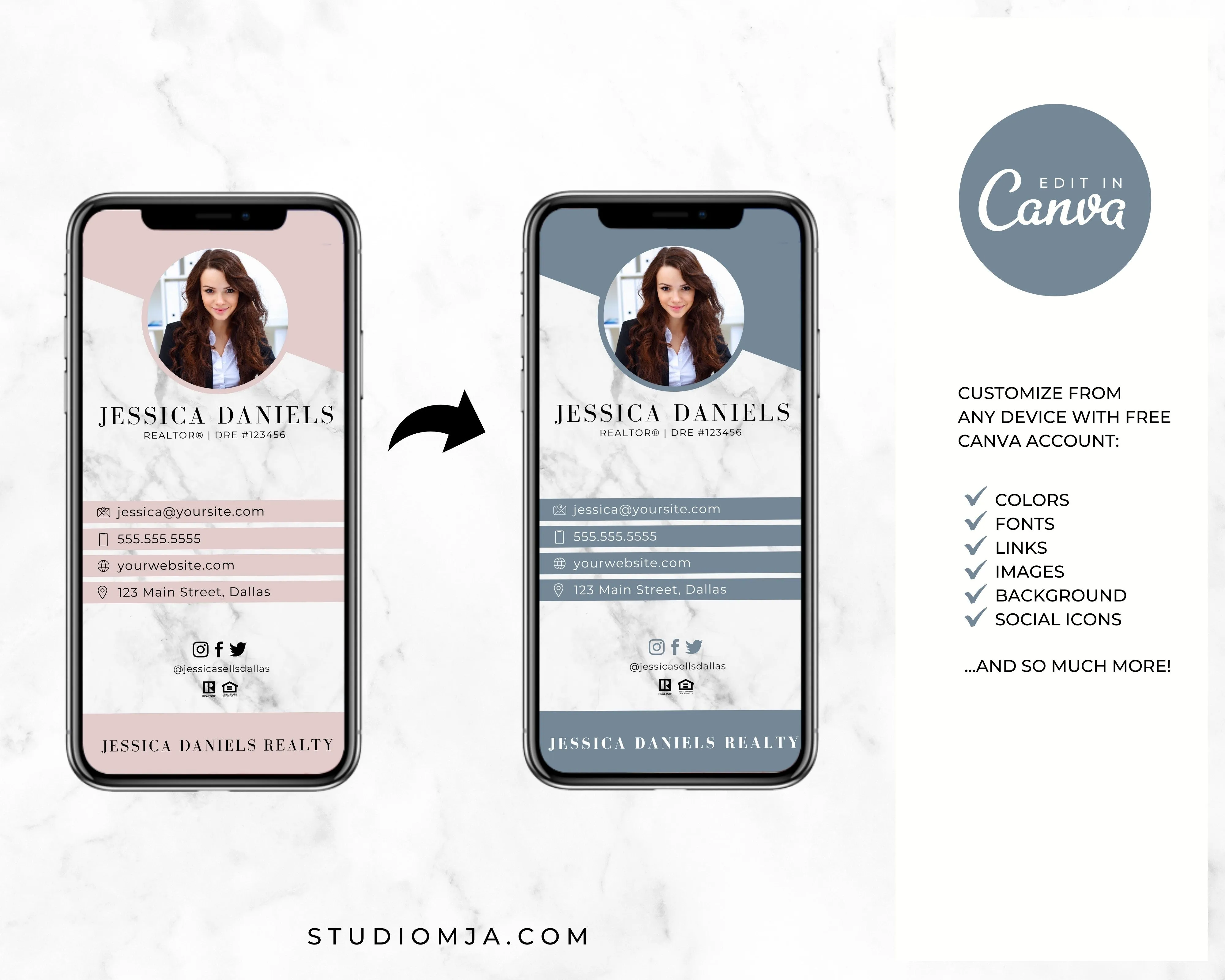 Digital Realtor Business Card - Marble