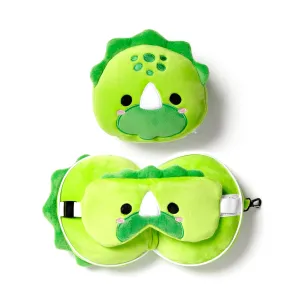 Dinosaur Relaxeazzz Plush Round Travel Pillow & Eye Mask Set