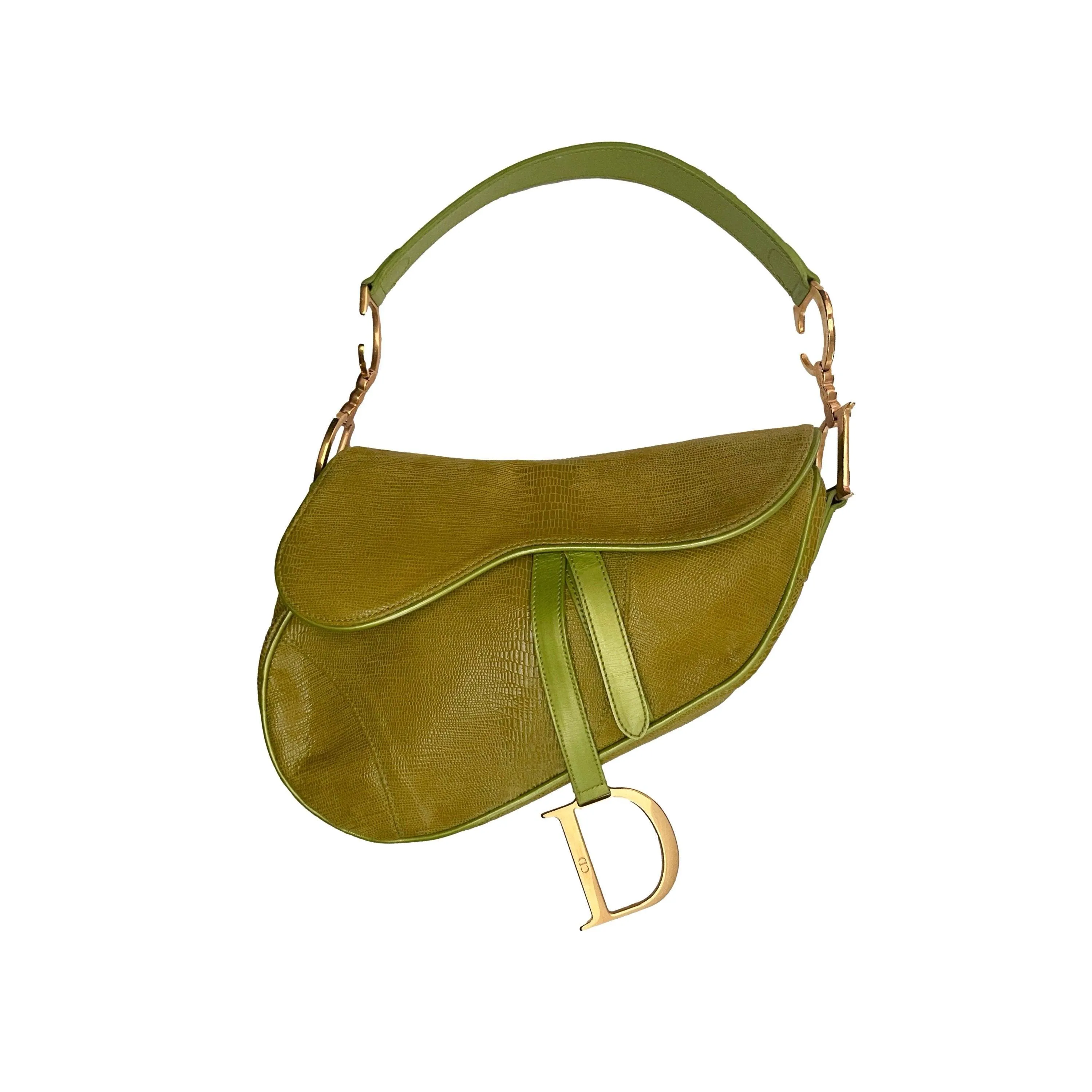 Dior Green Leather Saddle Bag