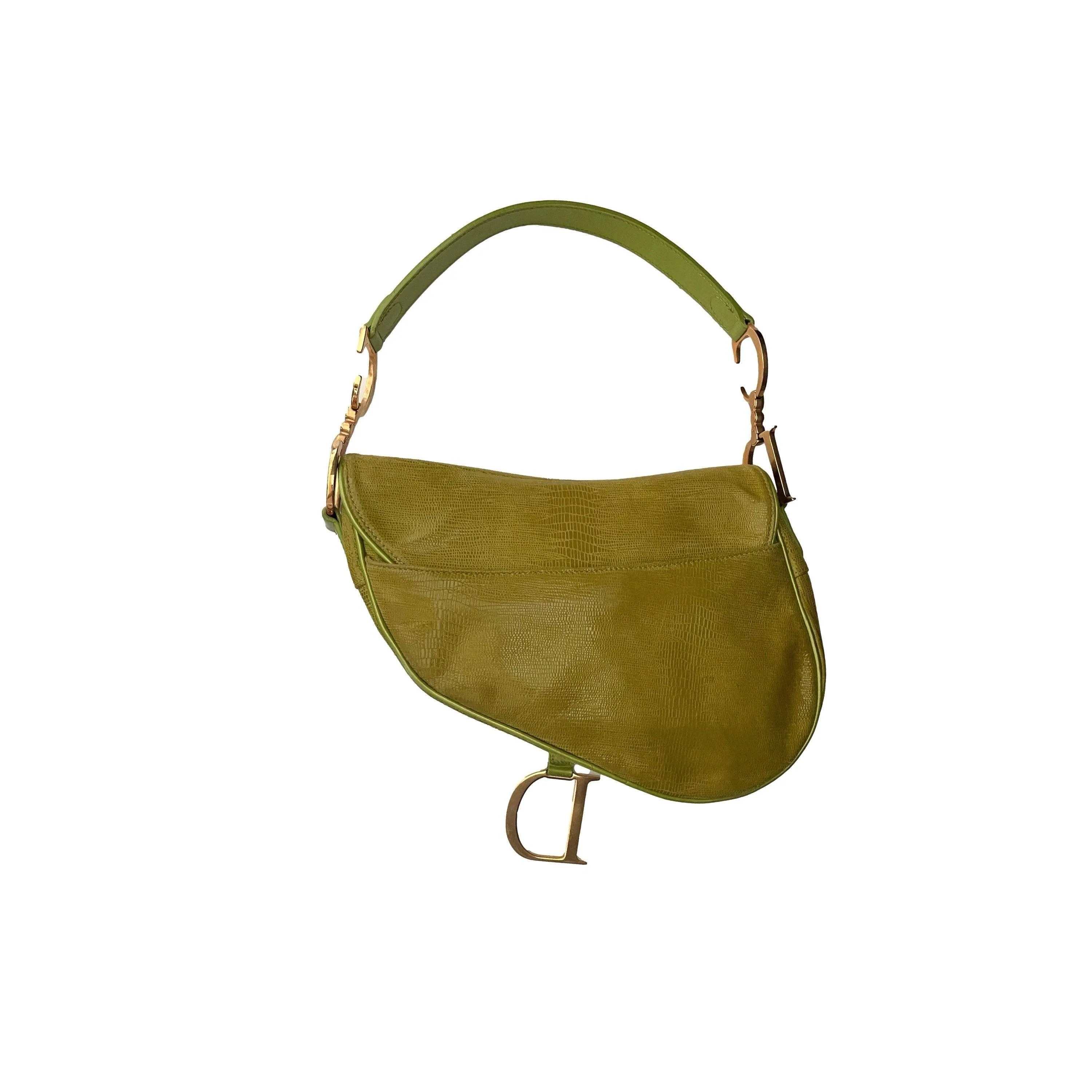 Dior Green Leather Saddle Bag
