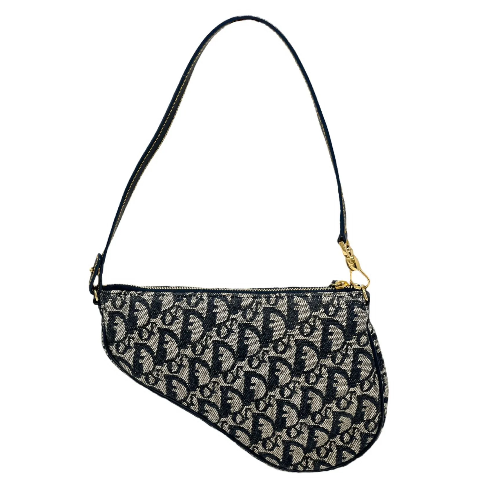 Dior Navy Logo Saddle Bag