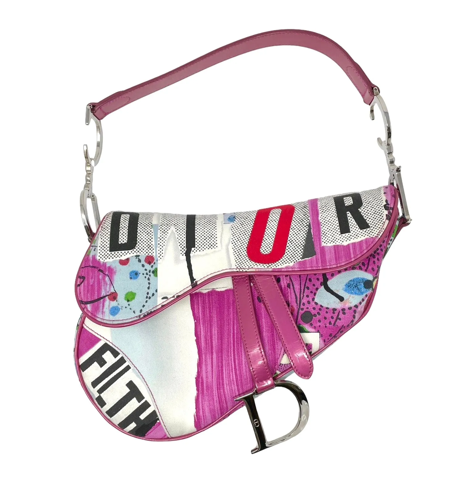 Dior Pink Filth Logo Saddle Bag