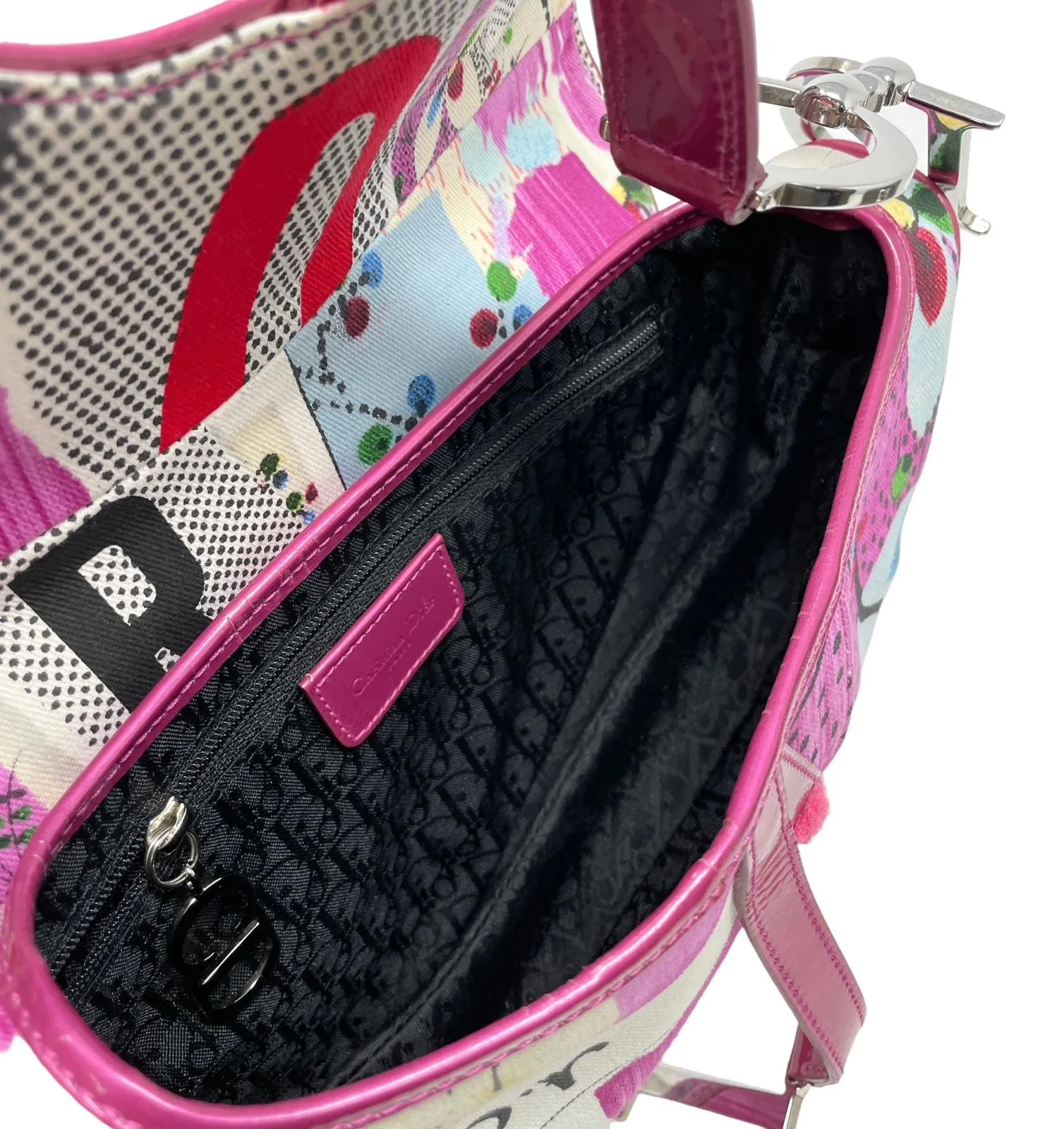 Dior Pink Filth Logo Saddle Bag