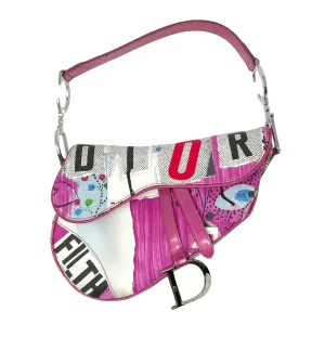 Dior Pink Filth Logo Saddle Bag