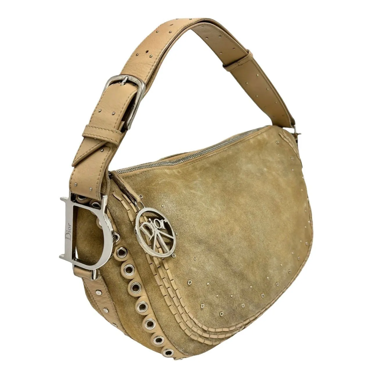 Dior Tan Suede Buckle Shoulder Bag
