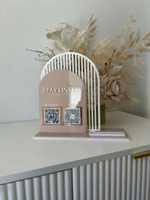 Double Arched Logo   2 QR’s and Card Holder