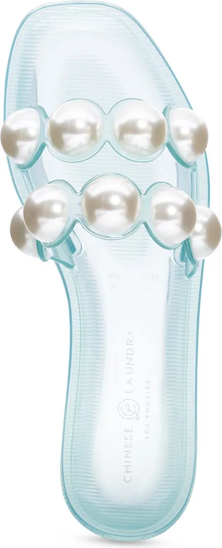 Double Pearls Clear Sandal (Blue)