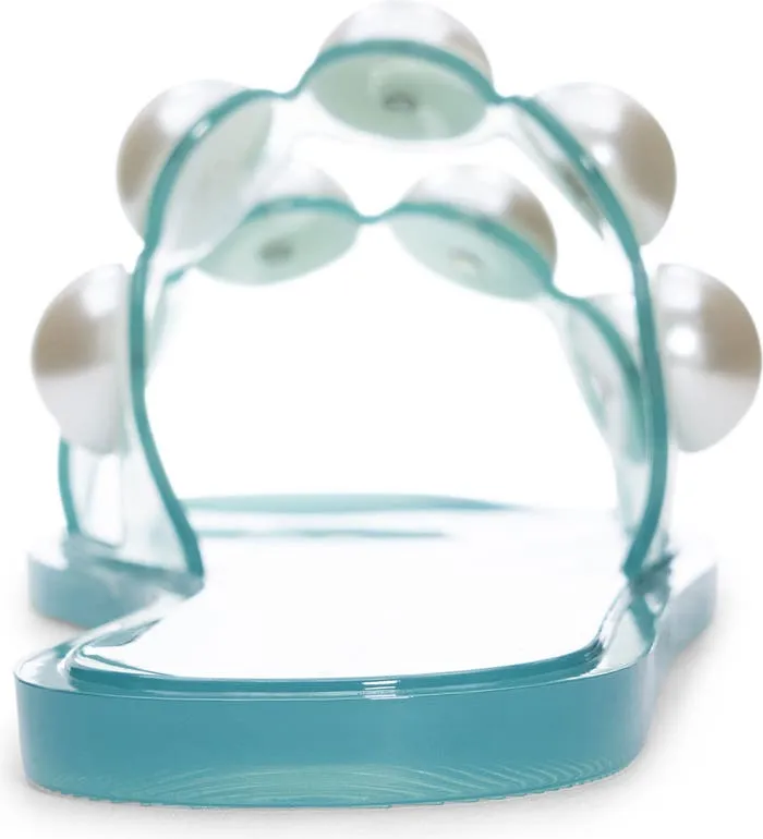 Double Pearls Clear Sandal (Blue)