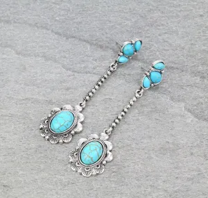 Drummond Western Bar Linked Oval Drop Earrings - Turquoise