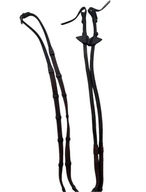 Dy’on Rubber Reins with Fancy Stitching and Stoppers, Full Size