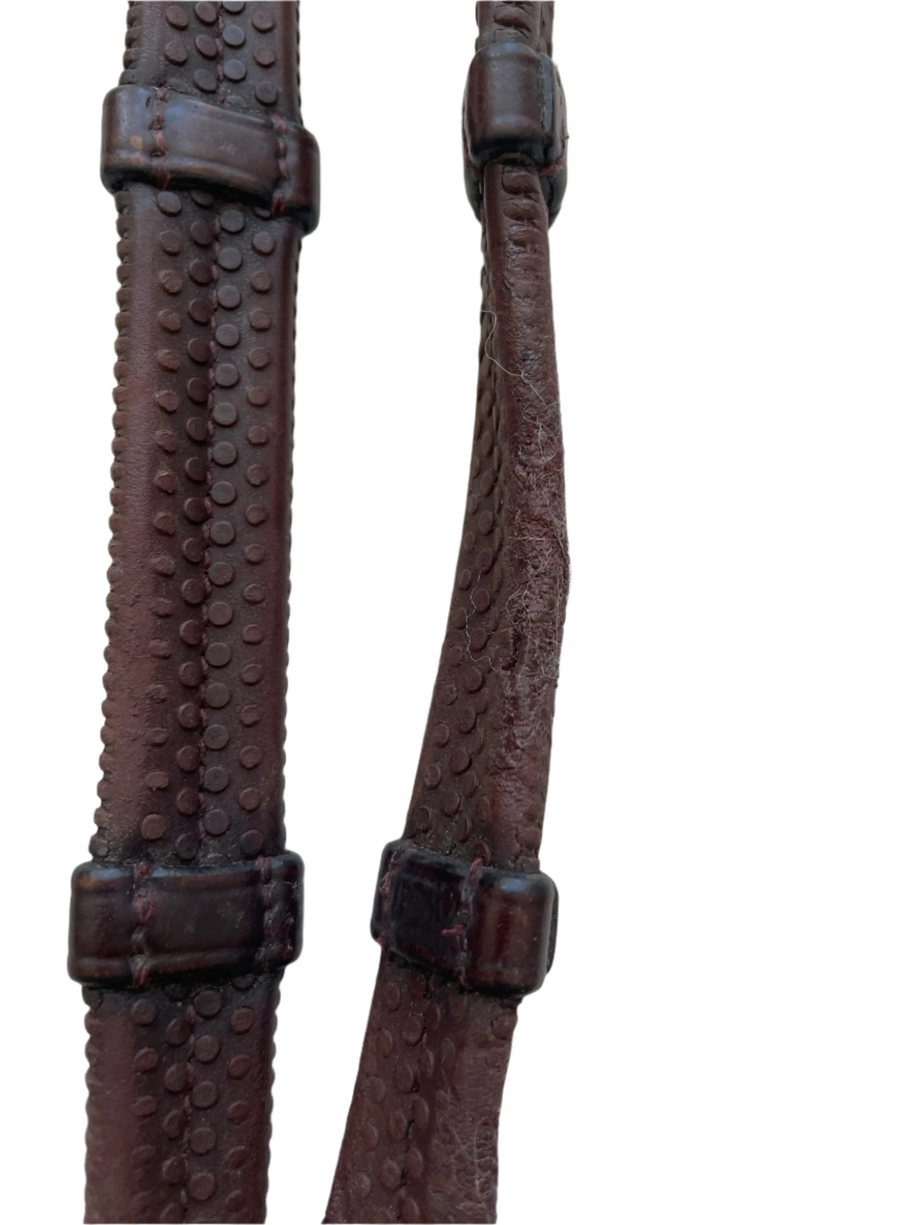 Dy’on Rubber Reins with Fancy Stitching and Stoppers, Full Size