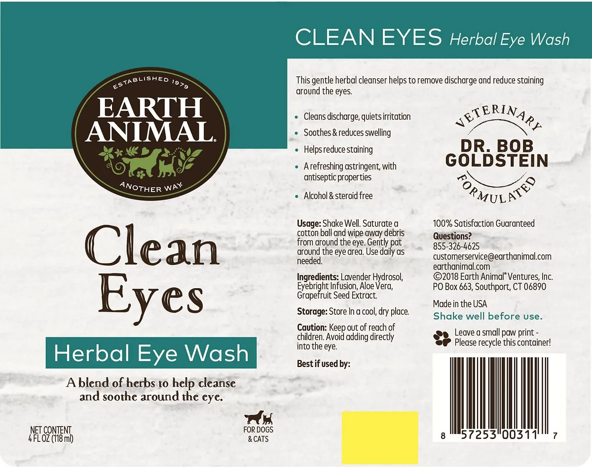 Earth Animal Clean Eyes Herbal Eye Wash