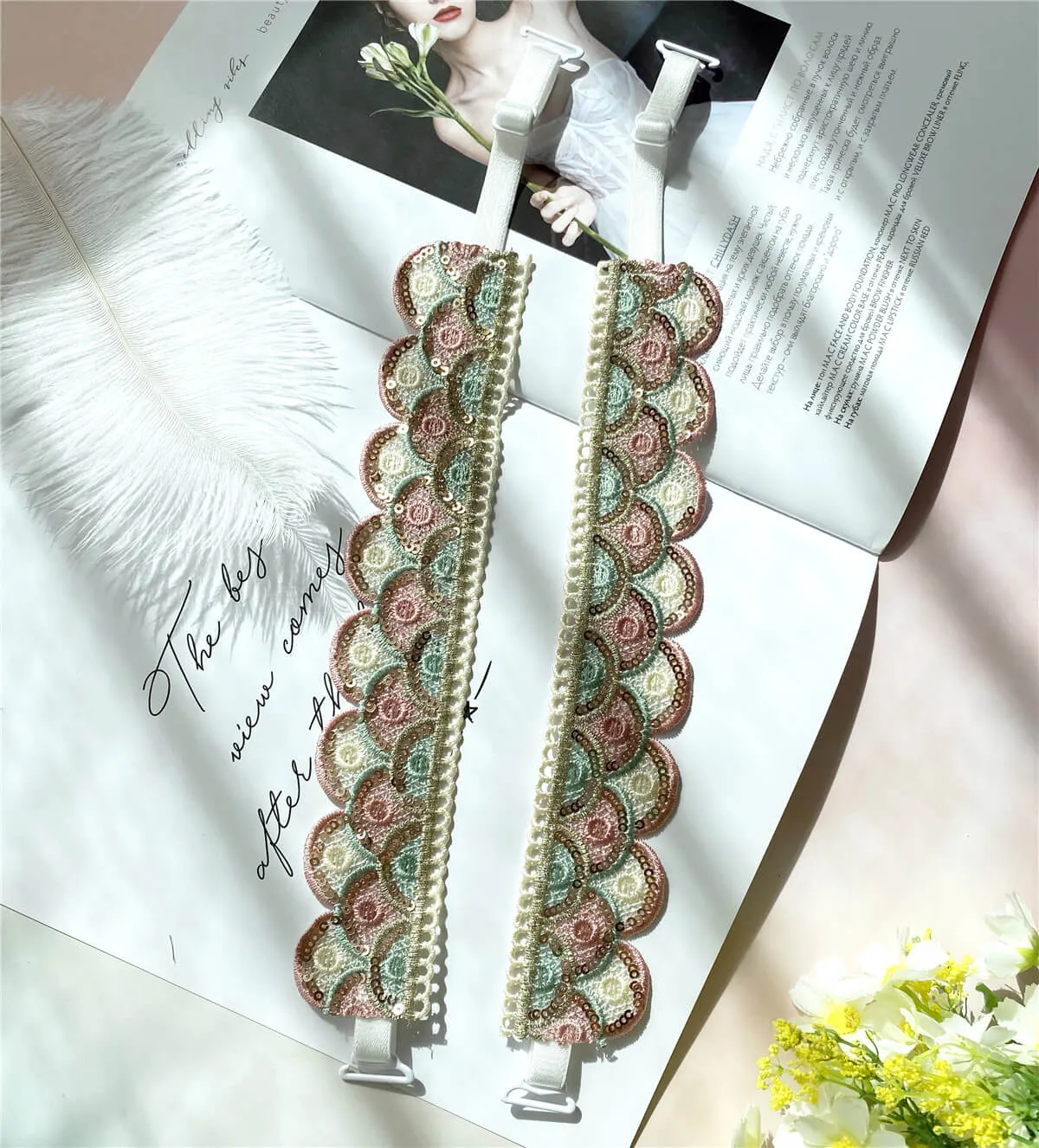 Embroidery Sequin Cloud Bra Strap