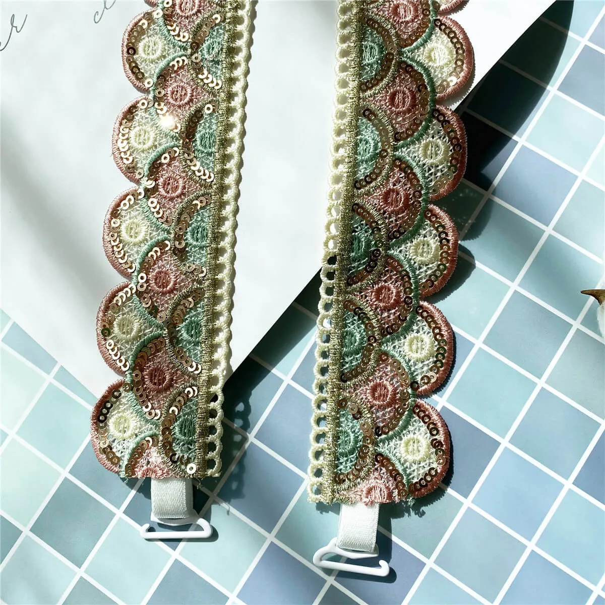 Embroidery Sequin Cloud Bra Strap