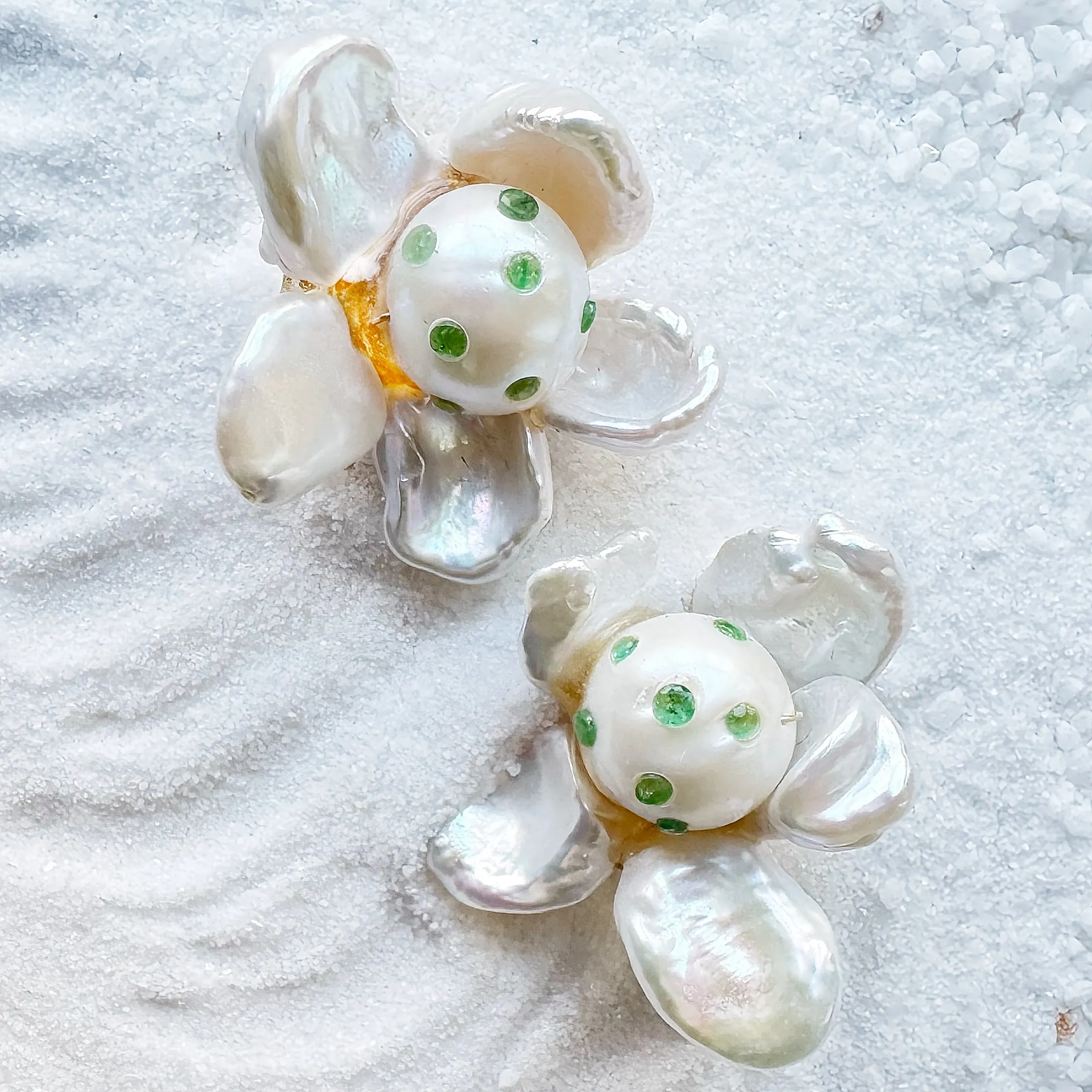Emerald Flower Constellation Earrings