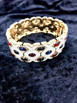 Enameled Glass "Gem" Cuff Bracelet