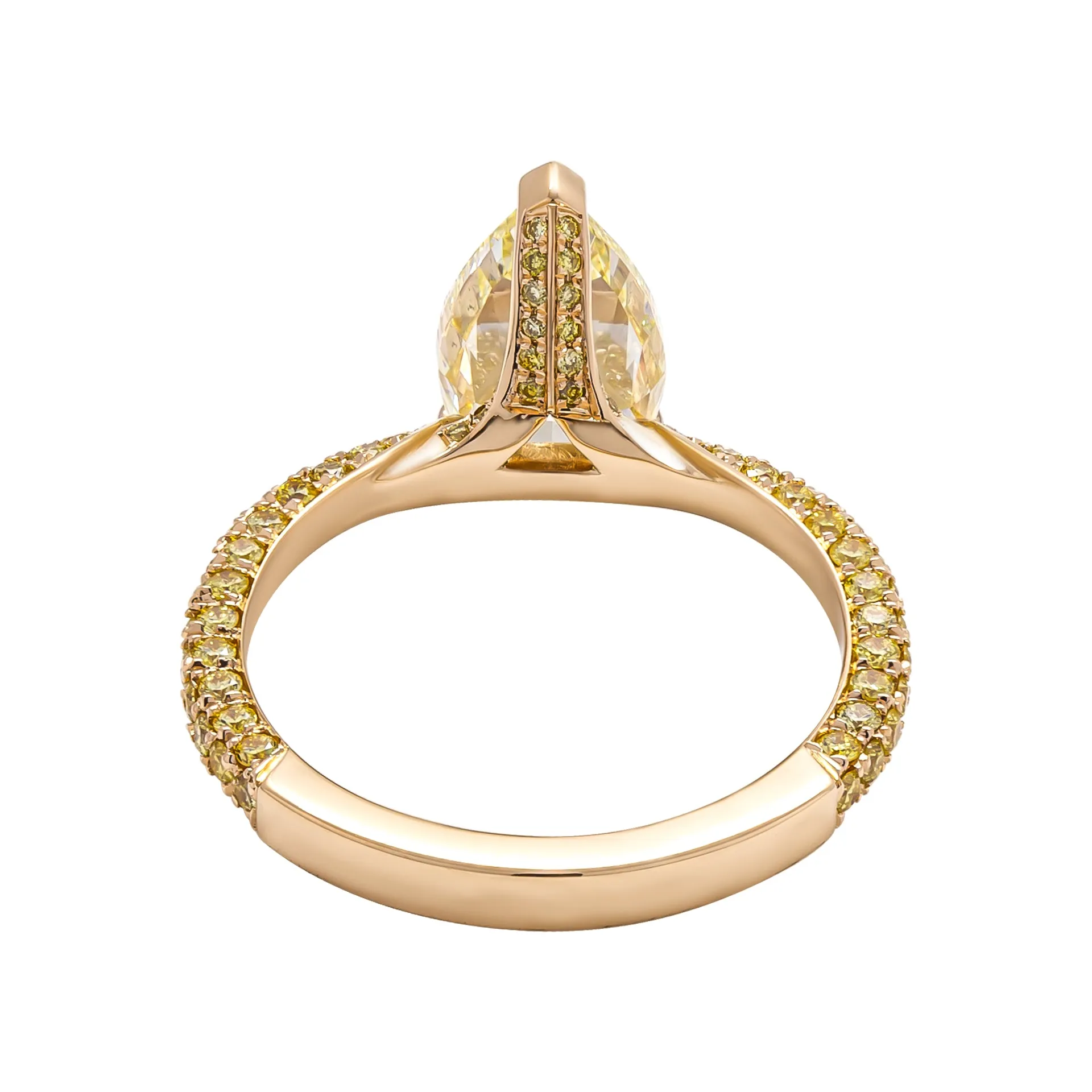 Engagement Ring with 2.01ct Fancy Yellow Pear Shape Diamond